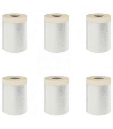 vidaXL Dust Sheet with Adhesive Tape 6 pcs Transparent 30 x 3300 cm