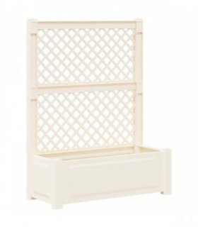 vidaXL Big Planter with Trellis White 99.5 x 43 x 133.5 cm PP