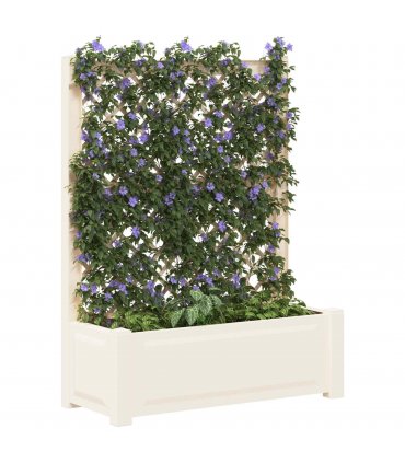 vidaXL Big Planter with Trellis White 99.5 x 43 x 133.5 cm PP