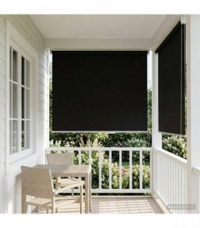vidaXL Outdoor Roller Blind UV Protection Black 84 x 140 cm (W x H)