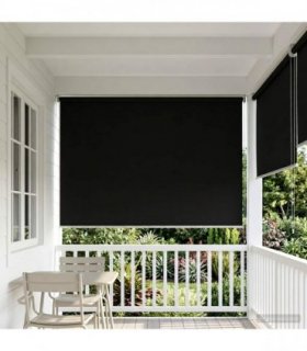 vidaXL Outdoor Roller Blind UV Protection Black 125 x 140 cm (W x H)