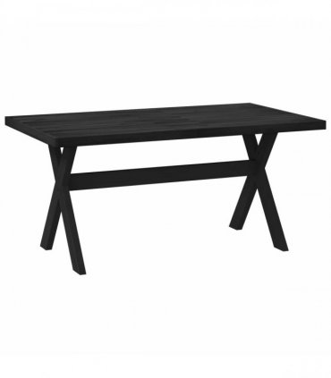 vidaXL Dining Table NOAIN 160 cm Solid Pine Wood Black Rectangular