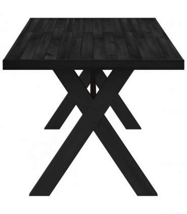 vidaXL Dining Table NOAIN 160 cm Solid Pine Wood Black Rectangular