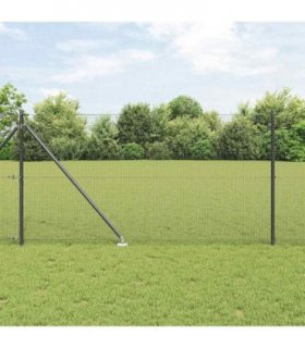 vidaXL Welded Wire Fence with Spikes 25 x 1 m PVC-coated Steel Grey