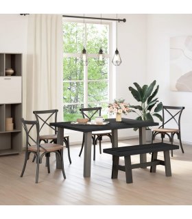 vidaXL Dining Bench NOAIN 120 x 41 x 45 cm Solid Pine Wood Black