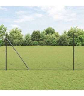 vidaXL Welded Wire Fence with Spikes 11 x 1.5 m PVC-coated Steel Grey