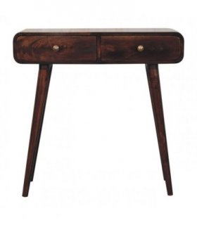 Artisan Furniture Solid Wood California Walnut Curved Hallway Table, 2 Drawers, Brown