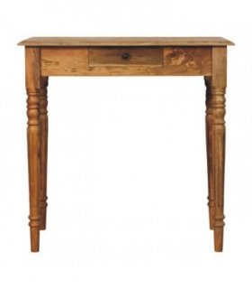 Artisan Furniture Solid Wood Oakish Turned Leg Writing Desk, 1 Drawer, Brown