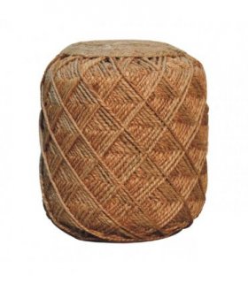 Artisan Furniture Solid Wood Jute Fiber Footstool Large Pattern, Beige