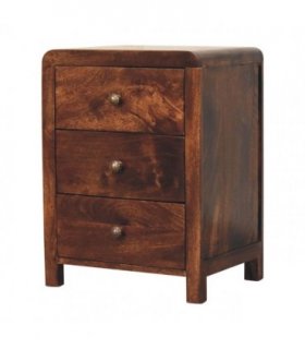 Artisan Furniture Solid Wood California Walnut Naya Bedside, 3 Drawers, Brown