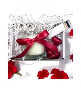 Red Ribbon Candle Gift Set White Ribbon | Keepsake for Friend, Family