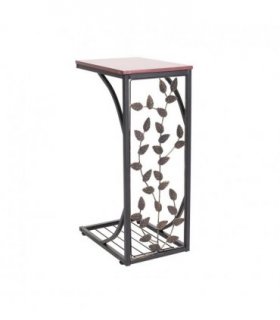 【Same Code：84356574】54*30.5*21CM Leaf Pattern Iron Side Table Coffee Table Brown