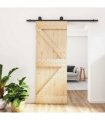 vidaXL Sliding Door Natural and Black 85 x 210 cm Solid Pine Wood