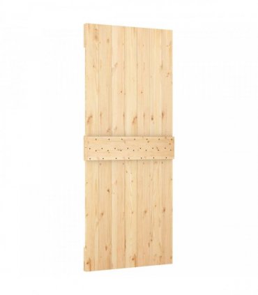 vidaXL Sliding Door Natural and Black 85 x 210 cm Solid Pine Wood