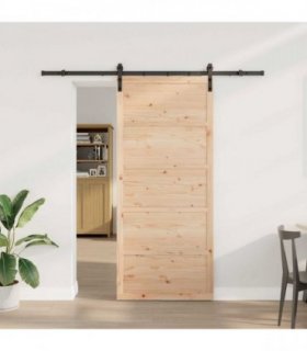 vidaXL Sliding Door Natural 90 x 208 cm Solid Pine Wood