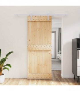 vidaXL Sliding Door Natural and White 80 x 210 cm Solid Pine Wood