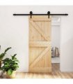 vidaXL Sliding Door Natural and Black 85 x 210 cm Solid Pine Wood
