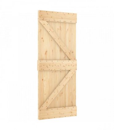 vidaXL Sliding Door Natural and Black 85 x 210 cm Solid Pine Wood