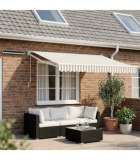 vidaXL Electric Retractable Awning Light Grey and White