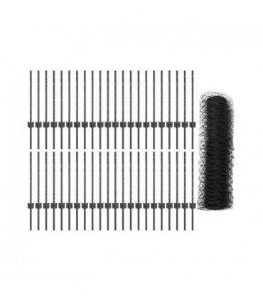 vidaXL Fence with Post Grey
