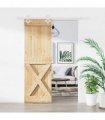 vidaXL Sliding Door Natural and White 70 x 210 cm Solid Pine Wood