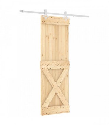 vidaXL Sliding Door Natural and White 70 x 210 cm Solid Pine Wood