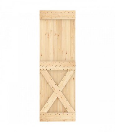 vidaXL Sliding Door Natural and White 70 x 210 cm Solid Pine Wood