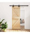 vidaXL Sliding Door Natural and Black 70 x 210 cm Solid Pine Wood