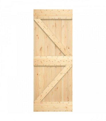 vidaXL Sliding Door Natural and Black 70 x 210 cm Solid Pine Wood