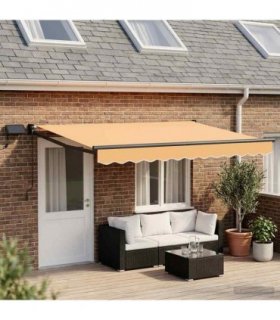 vidaXL Manual Retractable Awning with LEDs Sand