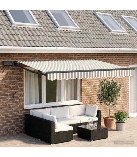 vidaXL Manual Retractable Awning with LEDs Light Grey and White