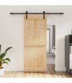 vidaXL Sliding Door Natural and Black 85 x 210 cm Solid Pine Wood