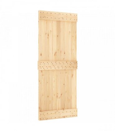 vidaXL Sliding Door Natural and Black 85 x 210 cm Solid Pine Wood