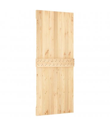vidaXL Sliding Door Natural and Black 85 x 210 cm Solid Pine Wood
