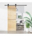vidaXL Sliding Door Natural and Black 70 x 210 cm Solid Pine Wood