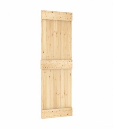 vidaXL Sliding Door Natural and Black 70 x 210 cm Solid Pine Wood