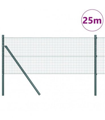 vidaXL Outdoor Welded Wire Fence Ground Fix 25 x 0.5 m Green Mesh