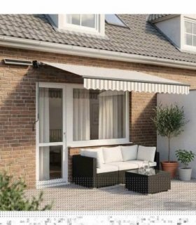 vidaXL Electric Retractable Awning Light Grey and White