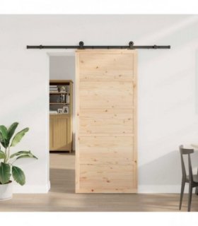 vidaXL Sliding Door Natural 100 x 208 cm Solid Pine Wood