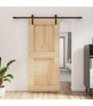 vidaXL Sliding Door Natural and Black 90 x 210 cm Solid Pine Wood