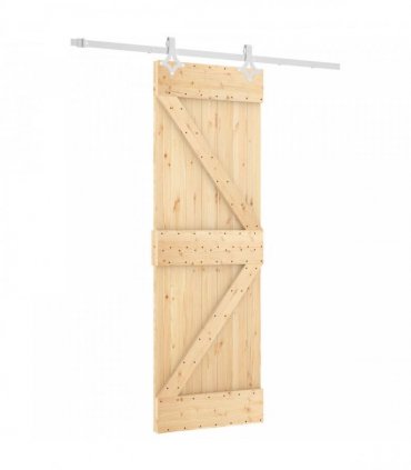 vidaXL Sliding Door Natural and White 70 x 210 cm Solid Pine Wood
