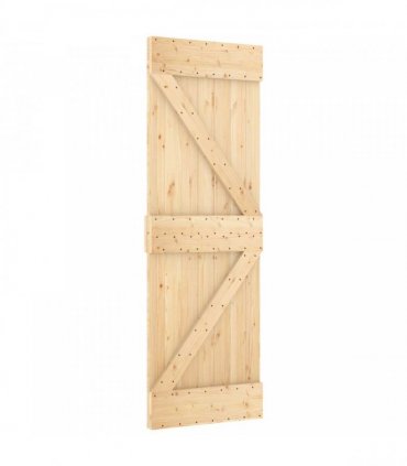 vidaXL Sliding Door Natural and White 70 x 210 cm Solid Pine Wood