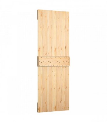 vidaXL Sliding Door Natural and White 70 x 210 cm Solid Pine Wood