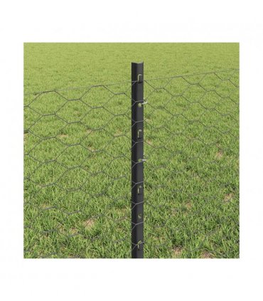 vidaXL Fence with Post Grey