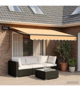vidaXL Manual Retractable Awning with LEDs Sand