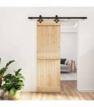 vidaXL Sliding Door Natural and Black 70 x 210 cm Solid Pine Wood