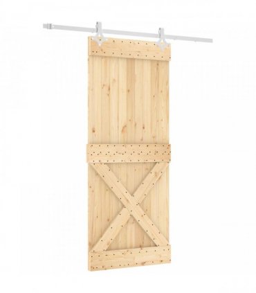 vidaXL Sliding Door Natural and White 85 x 210 cm Solid Pine Wood