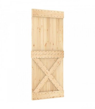vidaXL Sliding Door Natural and White 85 x 210 cm Solid Pine Wood