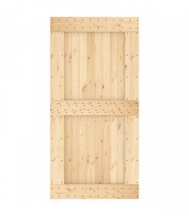 vidaXL Sliding Door Natural and Black 100 x 210 cm Solid Pine Wood