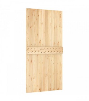 vidaXL Sliding Door Natural and Black 100 x 210 cm Solid Pine Wood